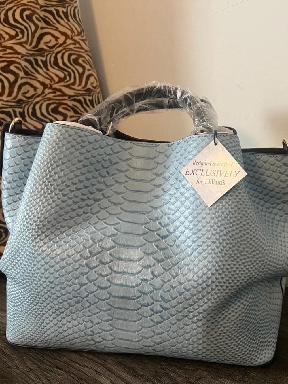Dooney & Bourke Dusty Blue Textured Tote and Wallet Set - Picture 2 of 13